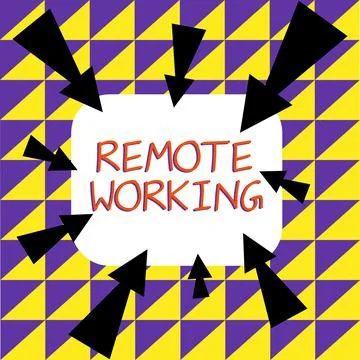 Hand writing sign Remote Working. Word Written on situation in which an employee Stock Illustration