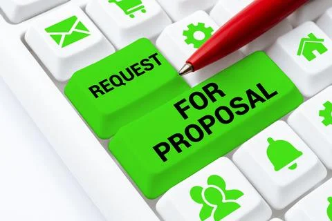 Hand writing sign Request For Proposal. Word Written on document contains Stock Photos