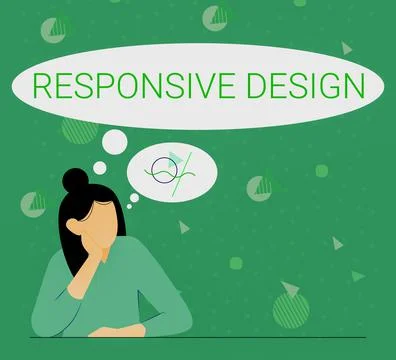Hand writing sign Responsive Design. Business showcase web page creation that 스톡 일러스트