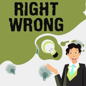 Hand writing sign Right Wrong. Internet Concept choose between two decisions Stock Illustration