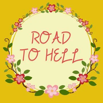 Hand writing sign Road To Hell. Business overview Extremely dangerous passageway Stock Illustration