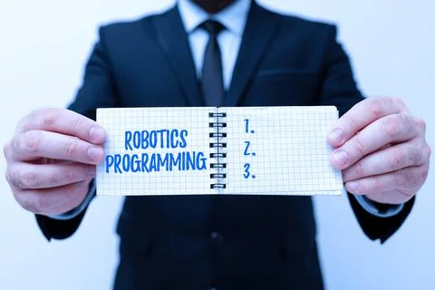 Hand writing sign Robotics Programming. Business showcase software that used to 写真素材