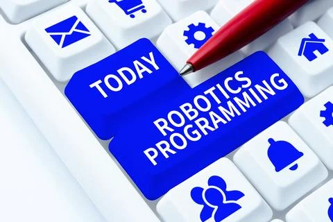 Hand writing sign Robotics Programming. Conceptual photo software that used to Foto stock