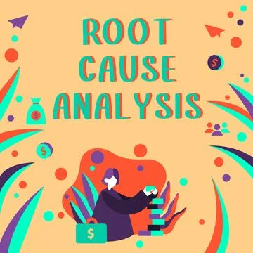 Hand writing sign Root Cause Analysis. Word for Method of Problem Solving 스톡 일러스트