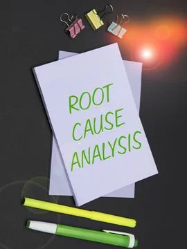 Hand writing sign Root Cause Analysis. Internet Concept Method of Problem Stock Photos