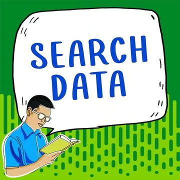 Hand writing sign Search Data. Business idea efficient retrieval of specific Stock Illustration