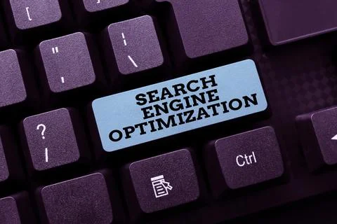 Hand writing sign Search Engine Optimization. Concept meaning Increase of Foto stock