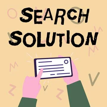 Hand writing sign Search Solution. Conceptual photo an action or process of Stock Illustration