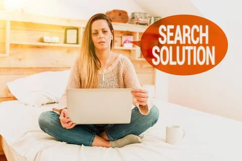 Hand writing sign Search Solution. Business showcase an action or process of Stock Photos