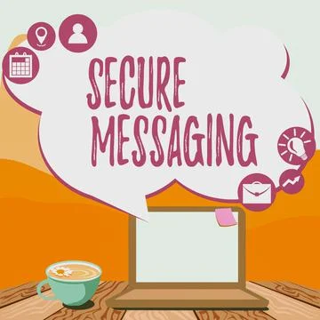 Hand writing sign Secure Messaging. Business approach protect critical data when 스톡 일러스트
