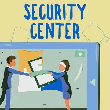 Hand writing sign Security Center. Word for centralized unit that deals with Stock Illustration