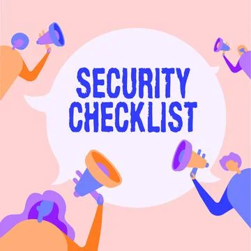 Hand writing sign Security Checklist. Concept meaning Protection of Data and 스톡 일러스트