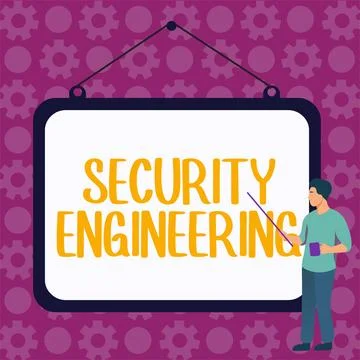 Hand writing sign Security Engineering. Business concept focus on the security 스톡 일러스트