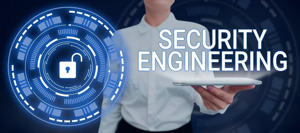 Hand writing sign Security Engineering. Business overview focus on the security 스톡 사진