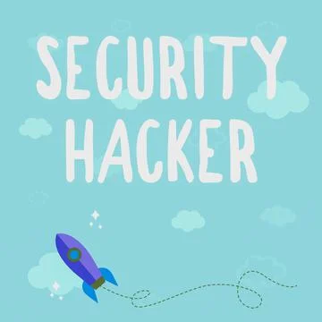 Hand writing sign Security Hacker. Business overview someone who explores Stock Illustration