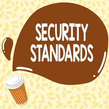 Hand writing sign Security Standards. Conceptual photo the scope of security Stock Illustration