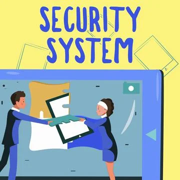 Hand writing sign Security System. Conceptual photo system designed to detect Stockillustratie