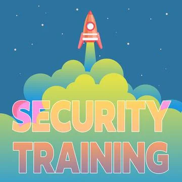 Hand writing sign Security Training. Business idea providing security awareness Stockillustratie