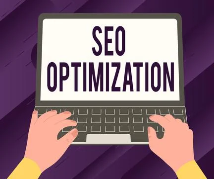 Hand writing sign Seo Optimization. Business overview process of affecting Illustrazione stock