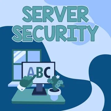 Hand writing sign Server Security. Business overview web server that guarantees Stock Illustration