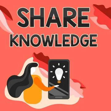 Hand writing sign Share Knowledge. Business concept teaching others what I Stock Illustration