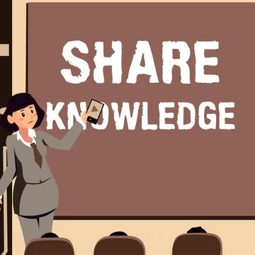 Hand writing sign Share Knowledge. Word Written on activity through which Stock Illustration