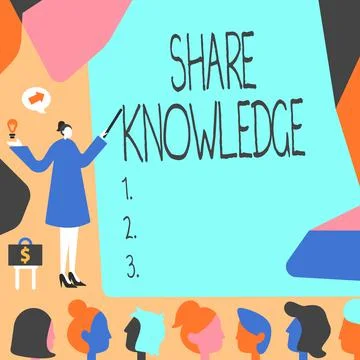 Hand writing sign Share Knowledge. Conceptual photo teaching others what I Stock Illustration