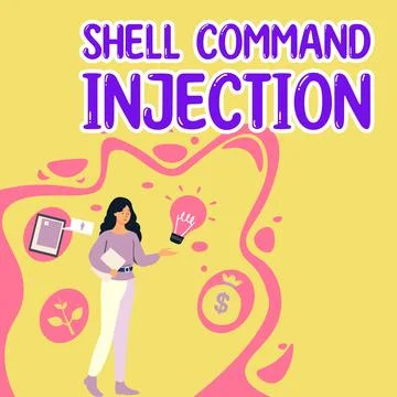 Hand writing sign Shell Command Injection. Conceptual photo used by hackers to 스톡 일러스트