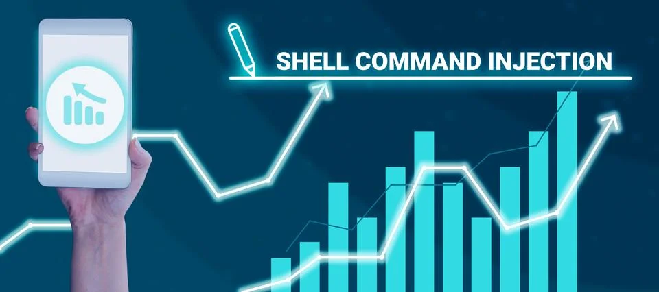 Hand writing sign Shell Command Injection. Word for used by hackers to execute Stock Photos