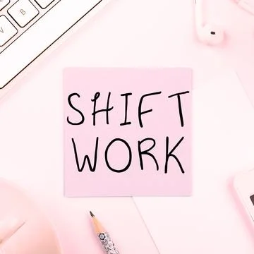 Hand writing sign Shift Work. Conceptual photo work comprising periods in which Stock Photos