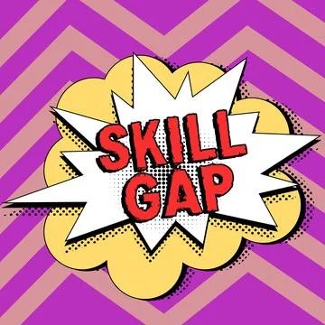 Hand writing sign Skill Gap. Conceptual photo Refering to a person's weakness or Stock Illustration