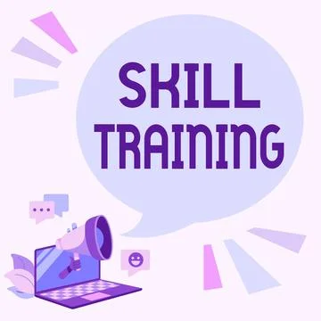 Hand writing sign Skill Training. Internet Concept designed to gain and enhance 库存插图