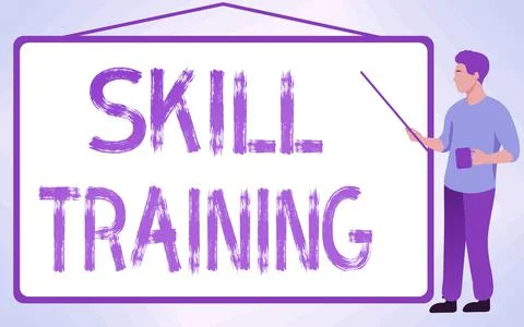 Hand writing sign Skill Training. Business approach designed to gain and enhance イラスト素材