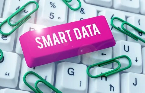 Hand writing sign Smart Data. Word for digital information that is formatted for Stock Photos