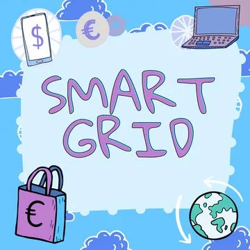 Hand writing sign Smart Grid. Concept meaning includes of operational and energy Stock Illustration