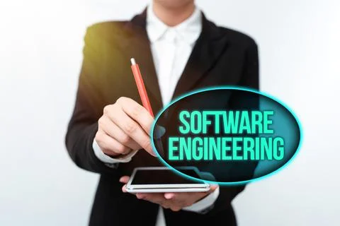 Hand writing sign Software Engineering. Business concept apply engineering to Foto stock