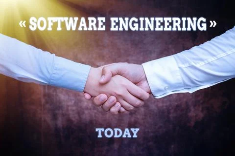 Hand writing sign Software Engineering. Internet Concept apply engineering to Stock Photos
