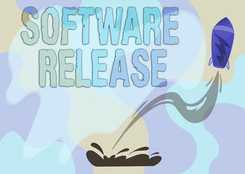 Hand writing sign Software Release. Business concept sum of stages of Stock Illustration