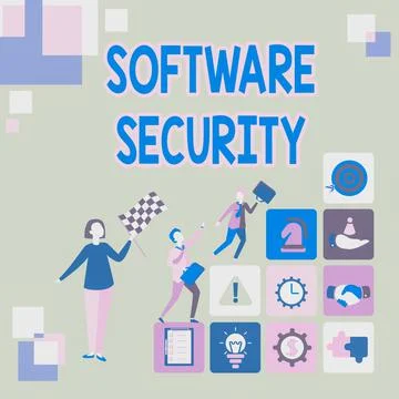 Hand writing sign Software Security. Word Written on implemented to protect イラスト素材