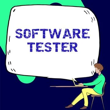 Hand writing sign Software Tester. Word for implemented to protect software Illustrazione stock