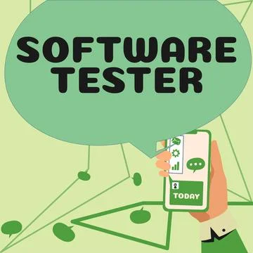 Hand writing sign Software Tester. Word for implemented to protect software Illustrazione stock