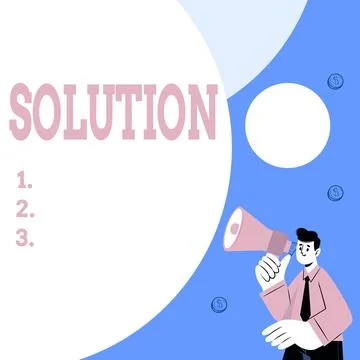 Hand writing sign Solution. Word Written on the ways to solve a problem or Illustrazione stock