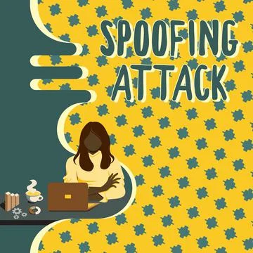 Hand writing sign Spoofing Attack. Conceptual photo impersonation of a user Stock Illustration
