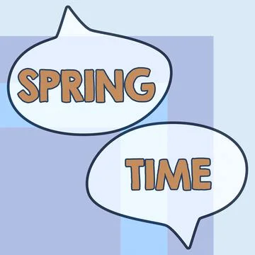 Hand writing sign Spring Time. Word Written on temperate season of the year Illustrazione stock