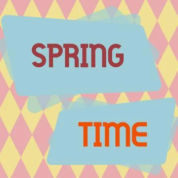 Hand writing sign Spring Time. Internet Concept the practice of eating food in a Ilustração Stock