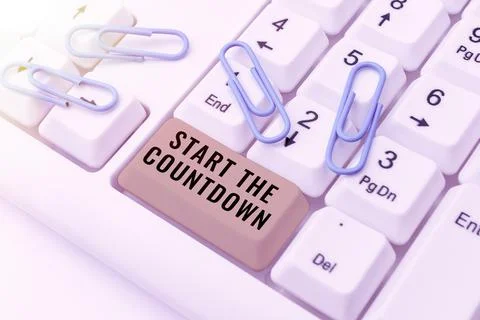 Hand writing sign Start The Countdown. Business overview Sequence of Backward Stock-Fotos