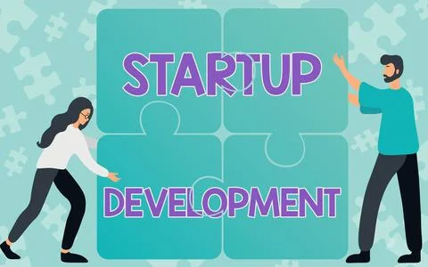 Hand writing sign Startup Development. Business approach developing idea which イラスト素材