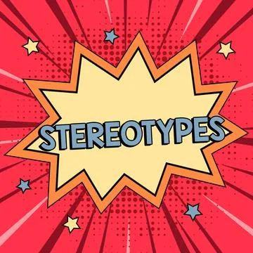 Hand writing sign Stereotypes. Concept meaning any thought widely adopted by Stock Illustration