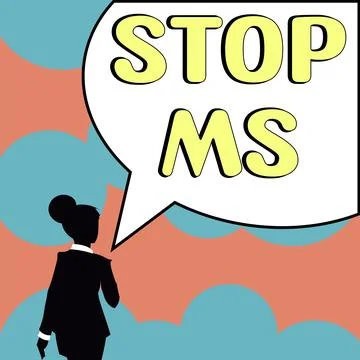 Hand writing sign Stop Ms. Business overview prevent disease marked by patches Stock Illustration