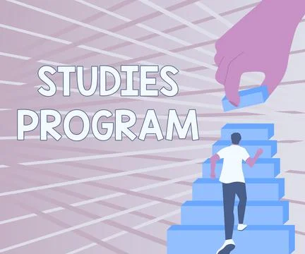 Hand writing sign Studies Program. Business approach Platform help move you Stock Illustration